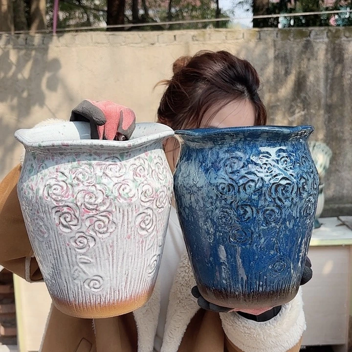 红陶口18高22两个玫瑰老桩