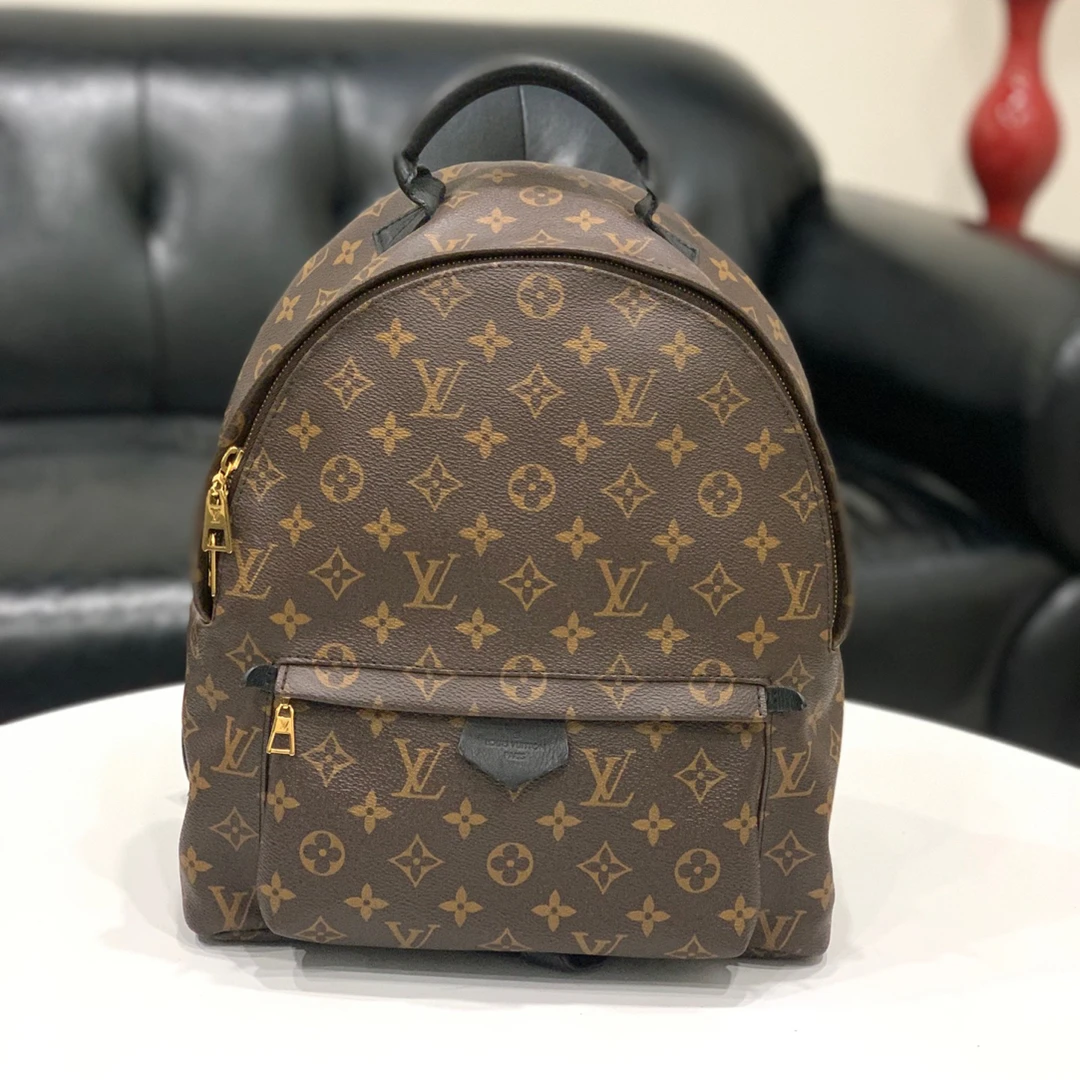 95新 LouisVuitton/路易威登 老花双肩包书包中号