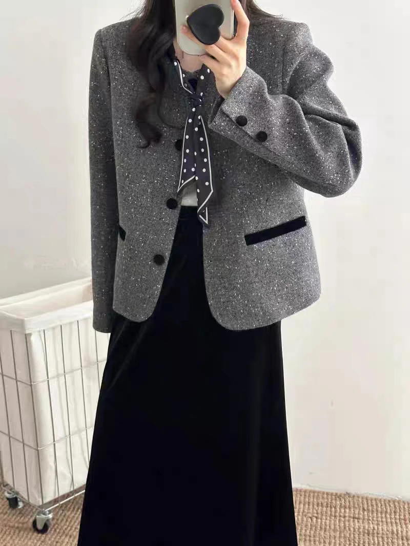 6623小香风外套女气质宽松短款上衣（衣长52）