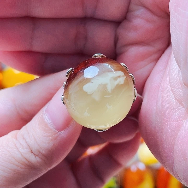 琥珀银S925镶嵌戒指戒指