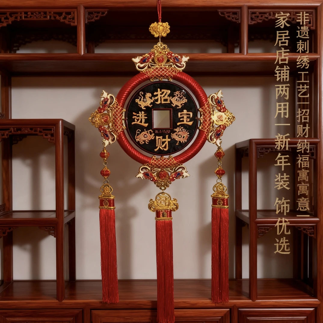 【桃木凤冠结】新款桃木中国结挂件挂饰新年客厅入户玄关背景墙装饰