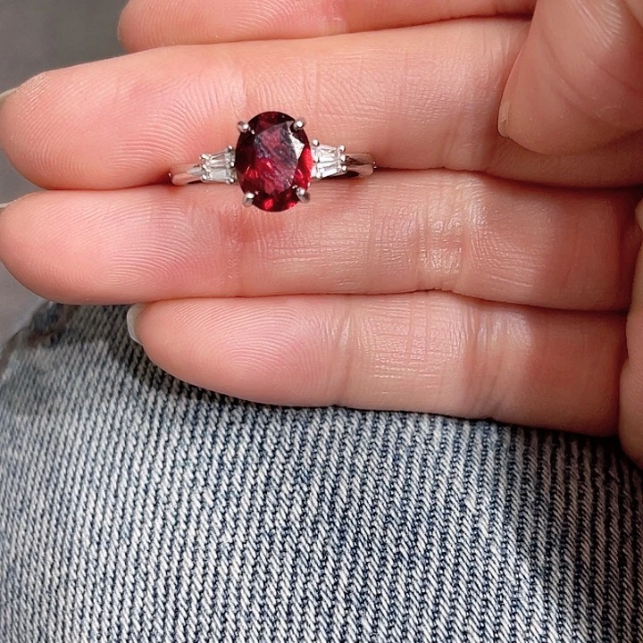 石榴石戒指银S925镶嵌