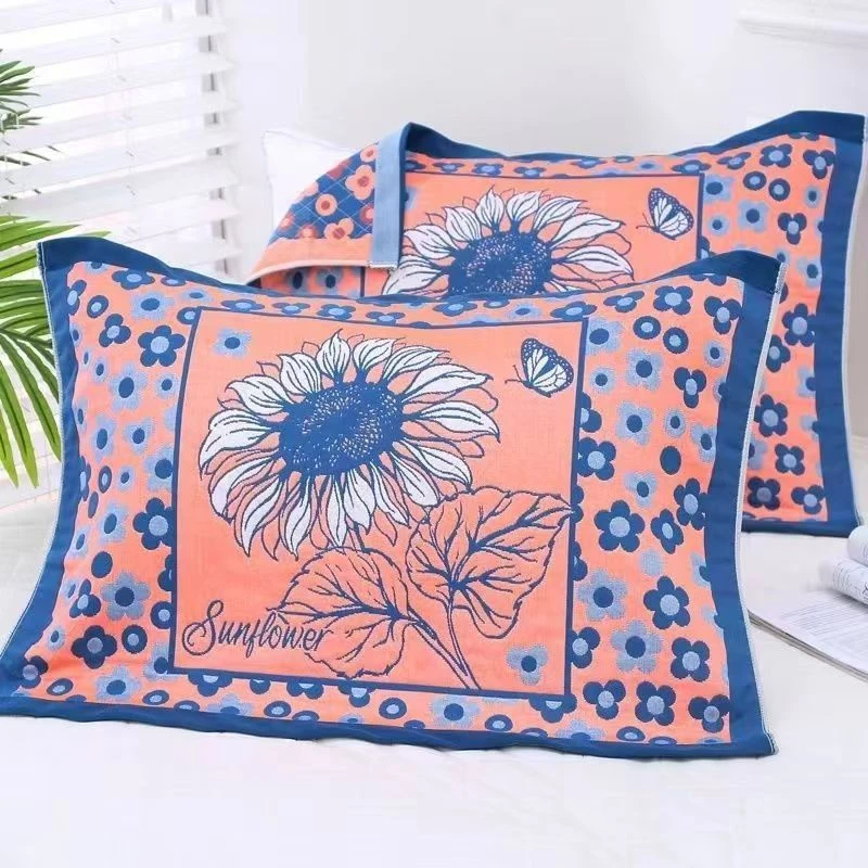 【厂家直销】纯棉纱布枕巾一对装家用吸汗透气枕头巾四季高档家用款