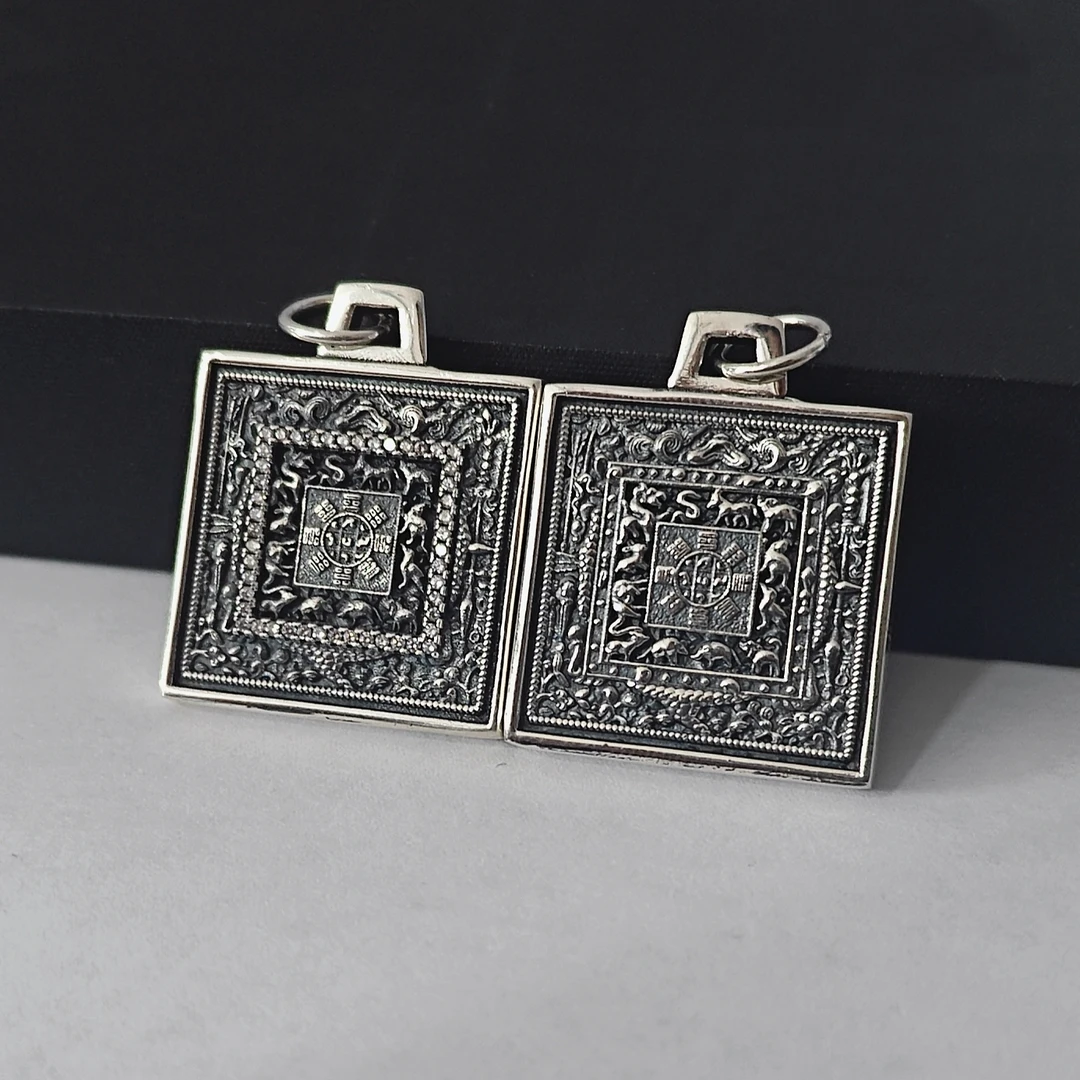 925银银制品 银色九宫八瓜牌一套配饰24mm其中一个