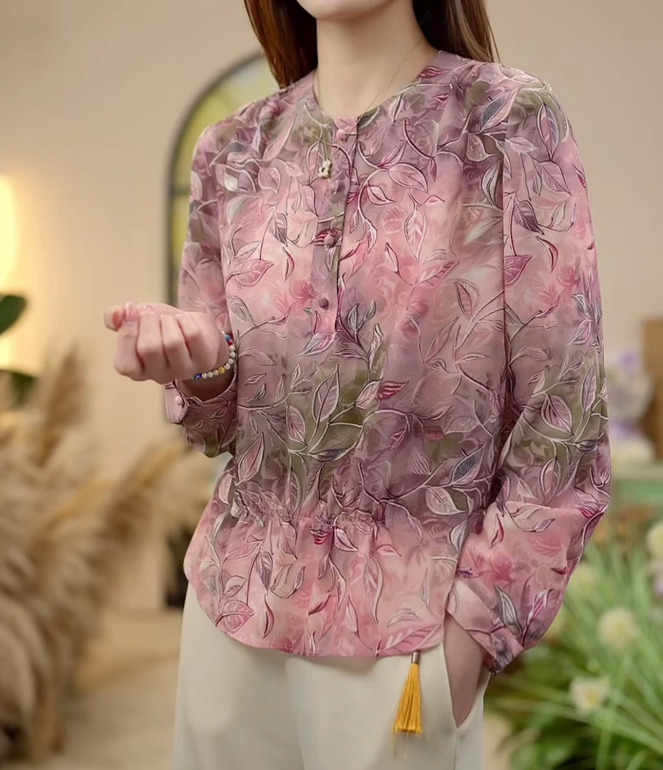 【SS】夏季新款气质减龄圆领设计感显瘦衬衫