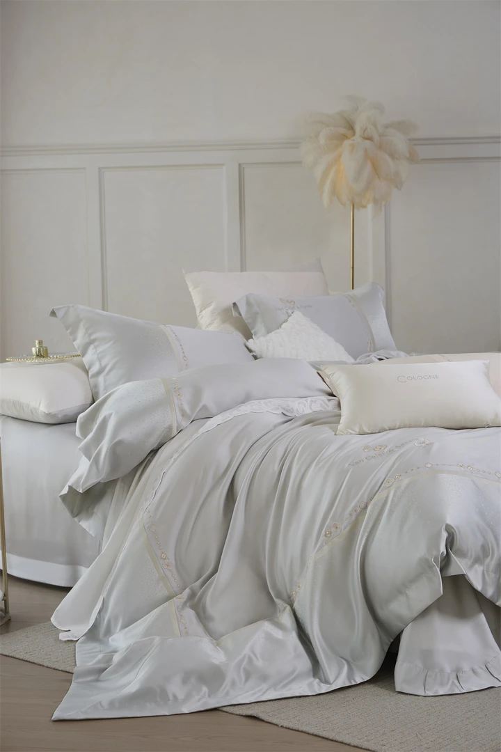 KL 1960 重磅高精密锦缎天丝四件套 星辰-蓝色