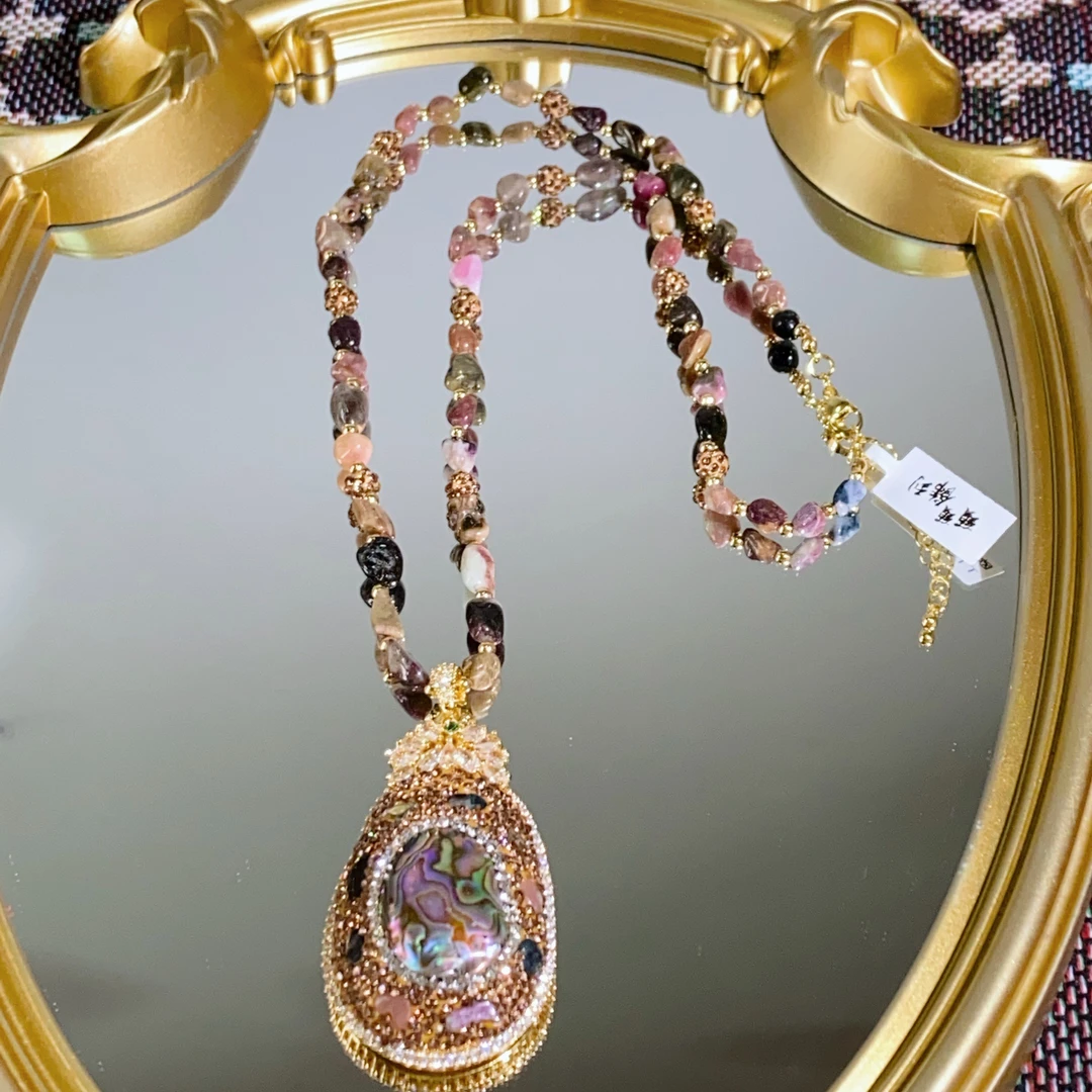 铜合金合成锆石项链 TTSD 国风时尚百搭款小贝项链毛衣链9024