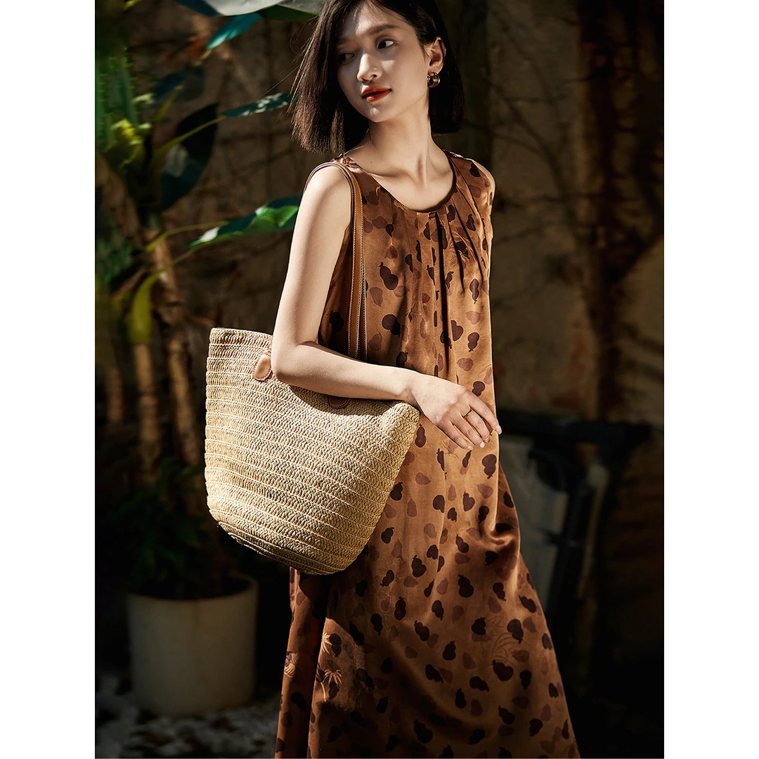 笑涵阁 春季新品 23mm轻奢真丝香云纱连衣裙（附腰带）SQD880727MG