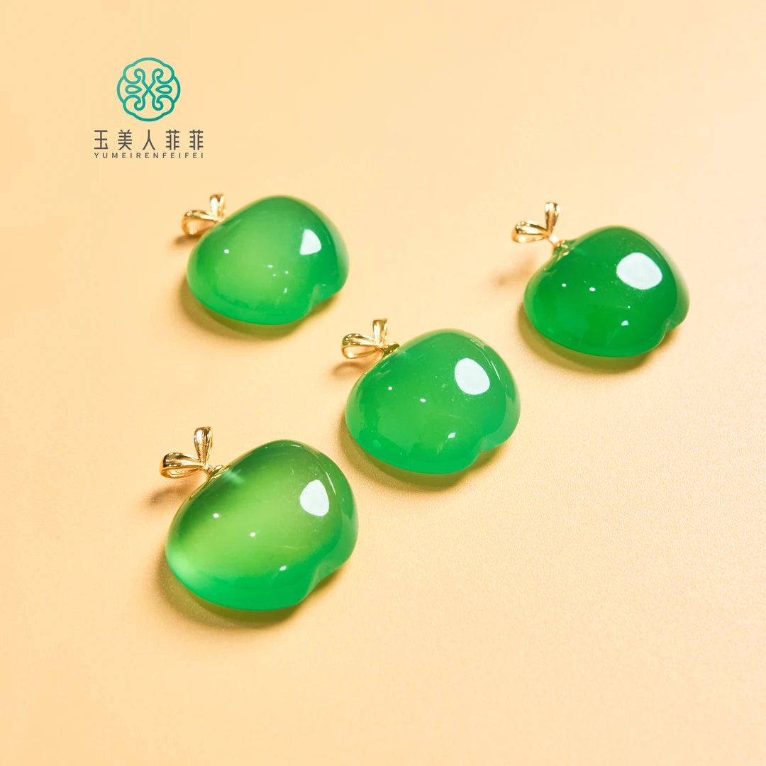 石惑珠宝*绿玛瑙苹果吊坠约17*20mm-多样性发一赠链