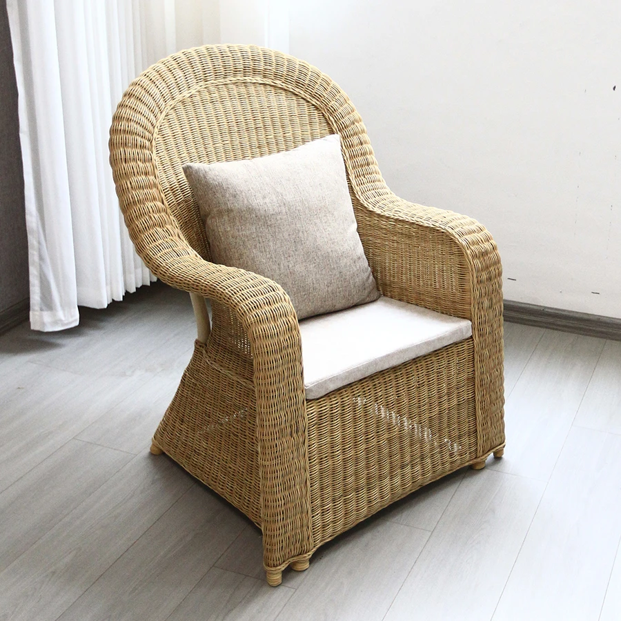 天然青藤编织沙发椅户外客厅阳台编织逍遥椅复古中式半躺休闲椅