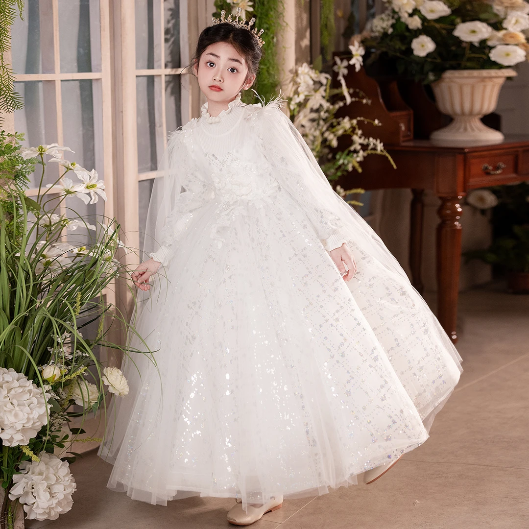 女童绝美礼服高端轻奢花童生日派对公主裙儿童小主持人钢琴演奏服