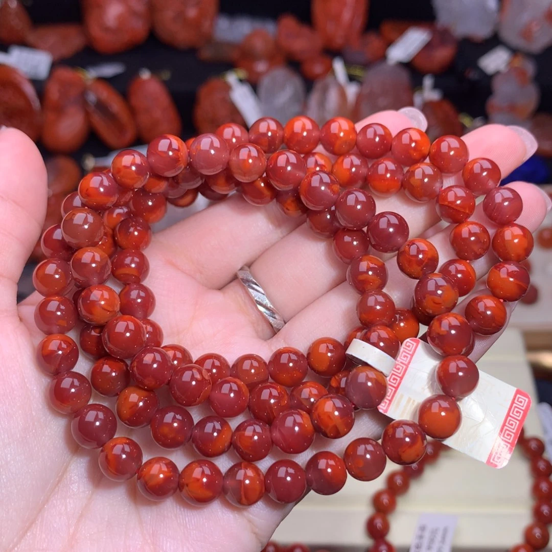 南红玛瑙未镶嵌珠宝半成品火焰卡7多圈