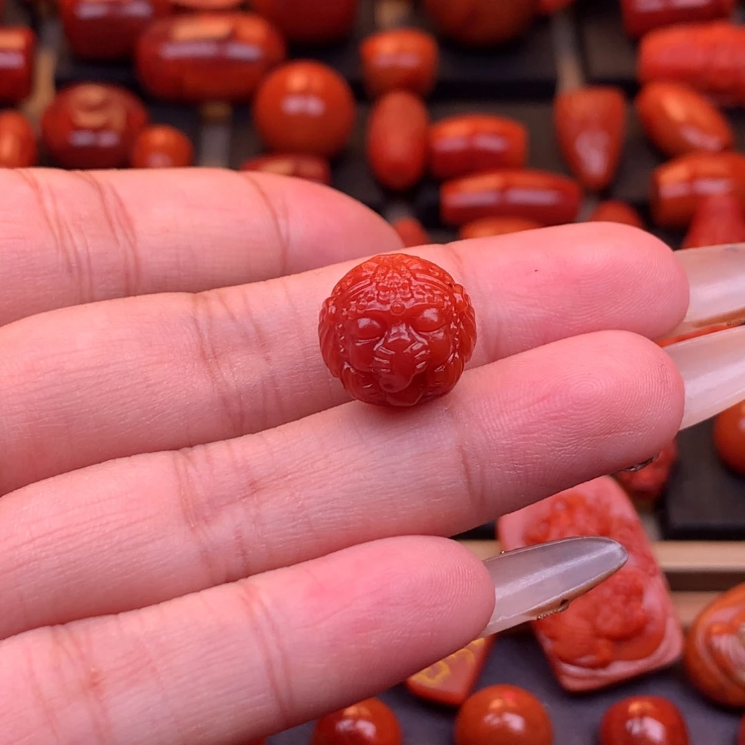 南红玛瑙未镶嵌精工象神圆珠14mm