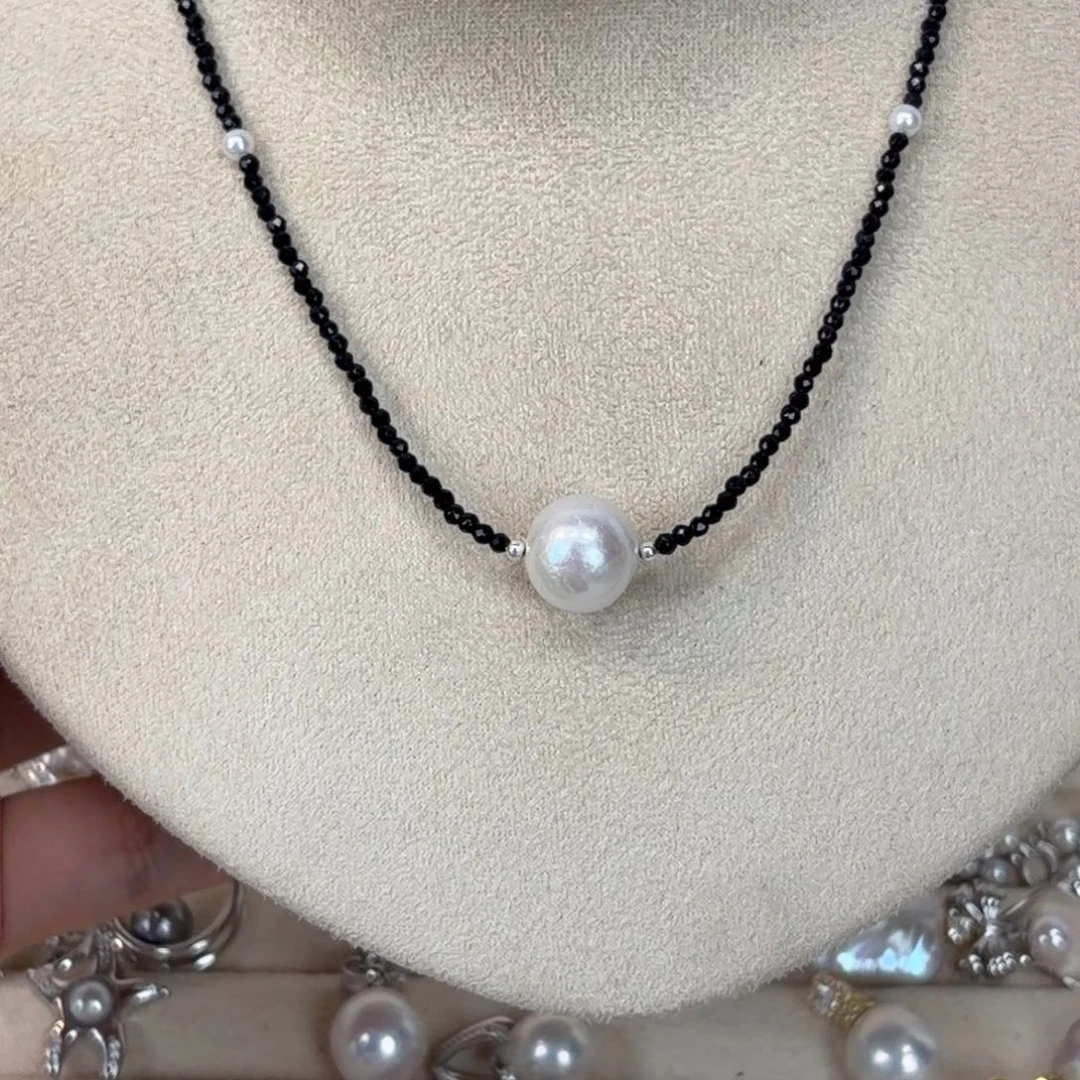 银S925镶嵌淡水珍珠项链
