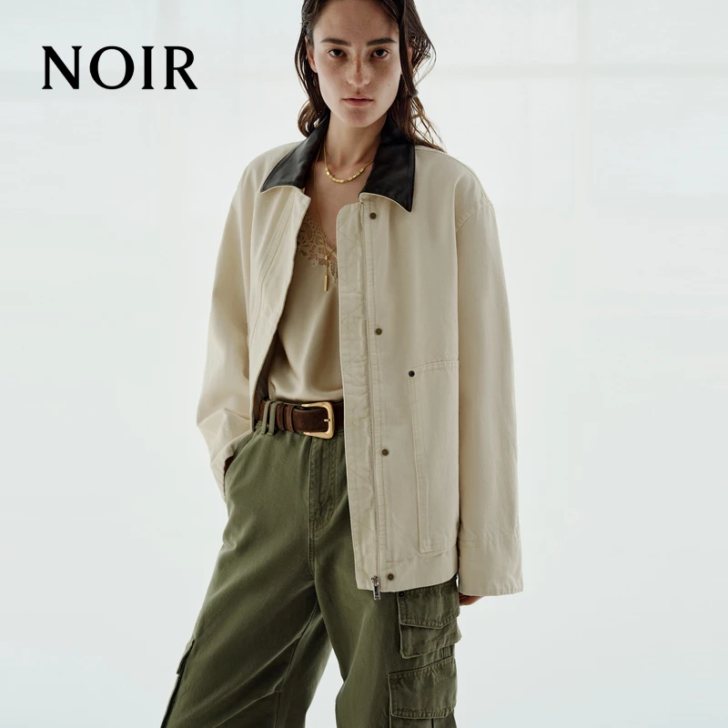【流光风】NOIR系列MOCO牛仔外套2025新品羊皮领廓形MBE3JKT024