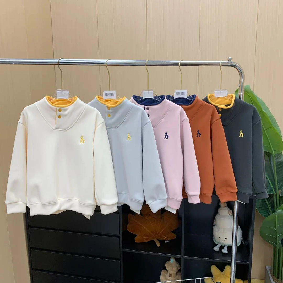 1225-N1767【037】秋冬新款韩系半高领开扣沐丝绒保暖防风卫衣