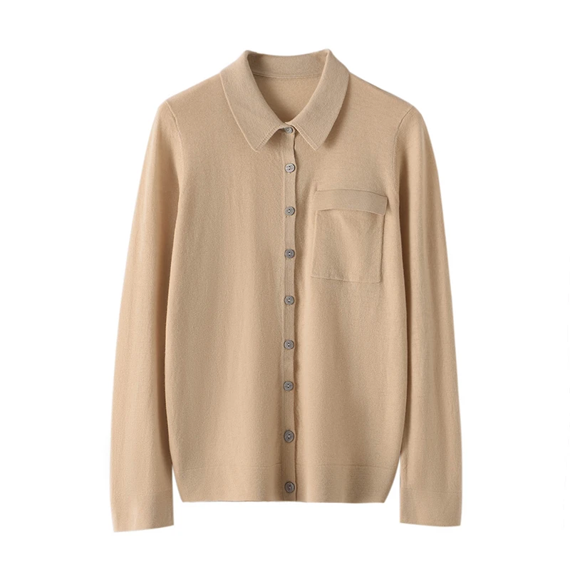 精纺扬子纱100纯羊毛POLO领带兜针织开衫长袖外套