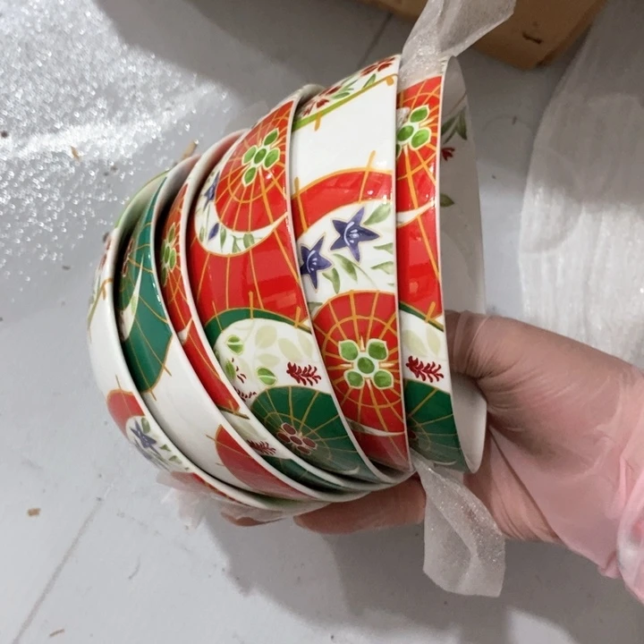 瓷片梧桐树米饭碗六个