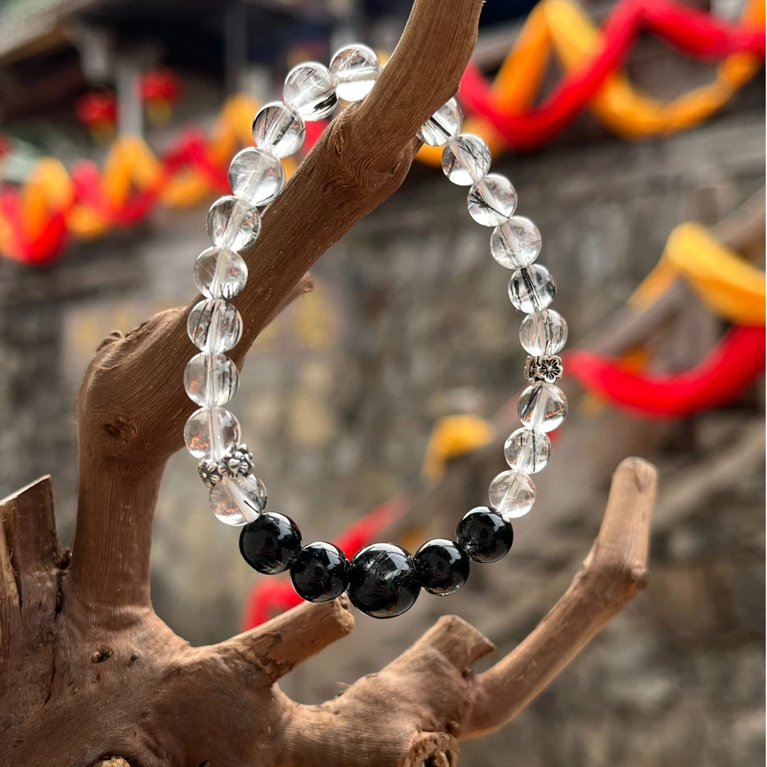 黑发晶手串s925银