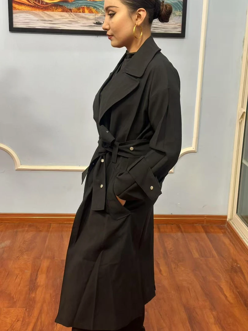 大衣长款秋季风衣时尚女装中长款宽松型设计师街头风