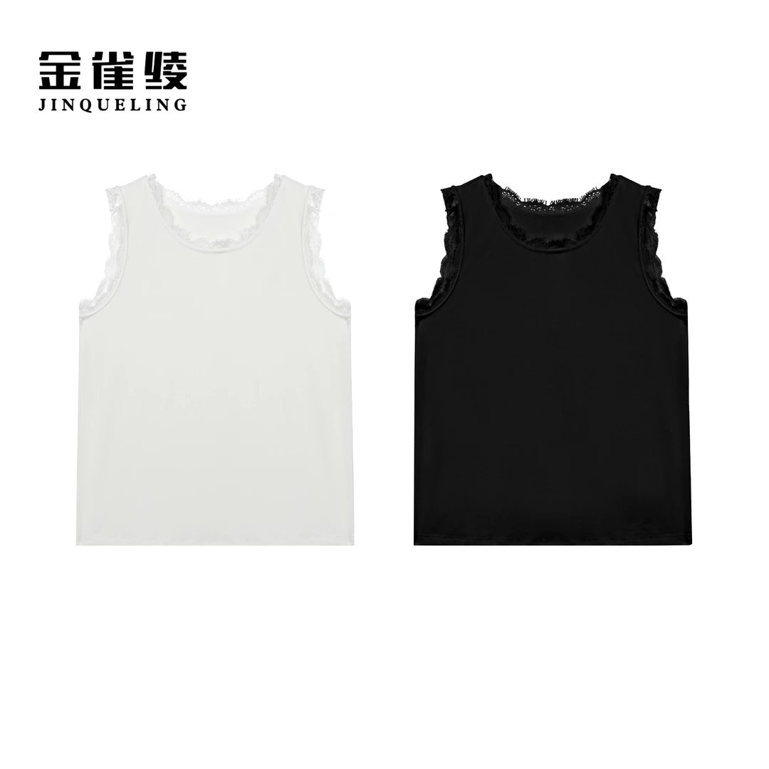 金雀绫【天使物语】蕾丝时尚百搭纯色打底加宽加大背心SZA3SW656