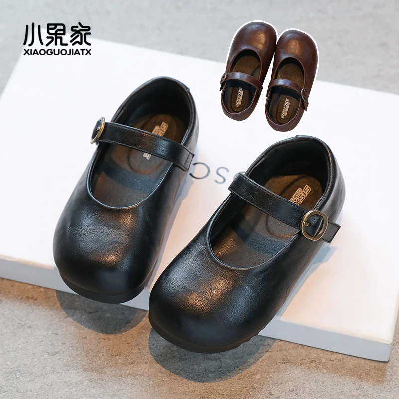 女童皮鞋儿童玛丽珍鞋女宝2025新款英伦风黑色童鞋小女孩鞋子白色