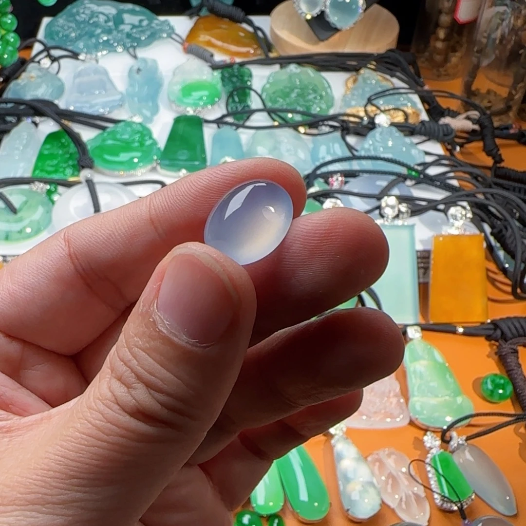 翡翠未镶嵌颈饰冰玻紫罗兰大蛋面