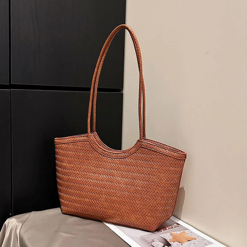 复古推特包包女士2025新款高级质感小众通勤编织手提菜篮子单肩包