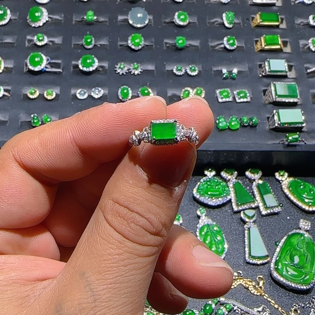 翡翠银S925镶嵌戒指