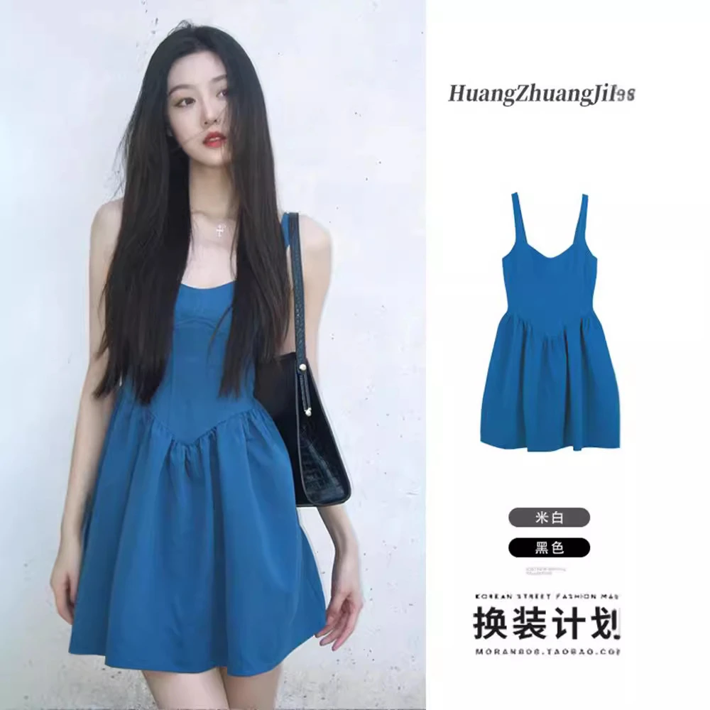 显瘦小个子减龄时尚百搭气质小众设计感夏季吊带裙 艺术生少女感