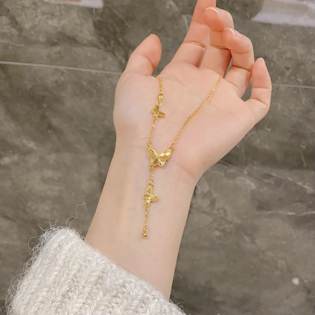 镭射流苏蝴蝶项链新款轻奢女时尚气质首饰送闺蜜