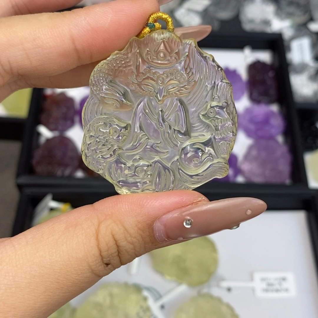 没***事颈饰未镶嵌水晶黄水晶五仙狐配珠链