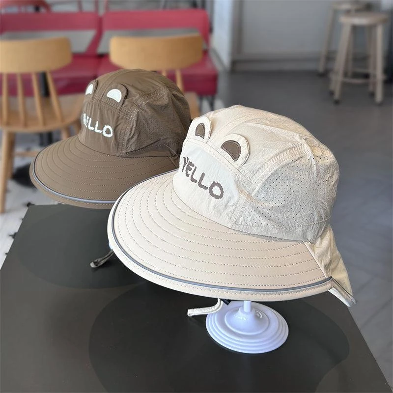 儿童帽子夏季薄款防晒渔夫帽宝宝遮阳透气男女童速干大帽檐太阳帽