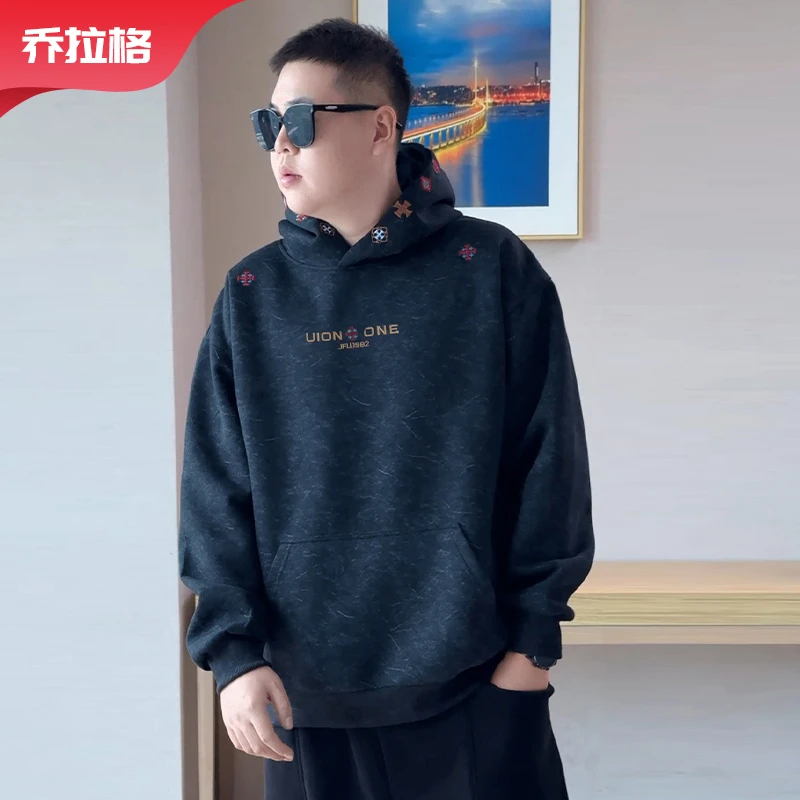 【刺绣连帽加绒卫衣】乔拉格大码男装百搭ins上衣潮流秋冬显瘦潮流