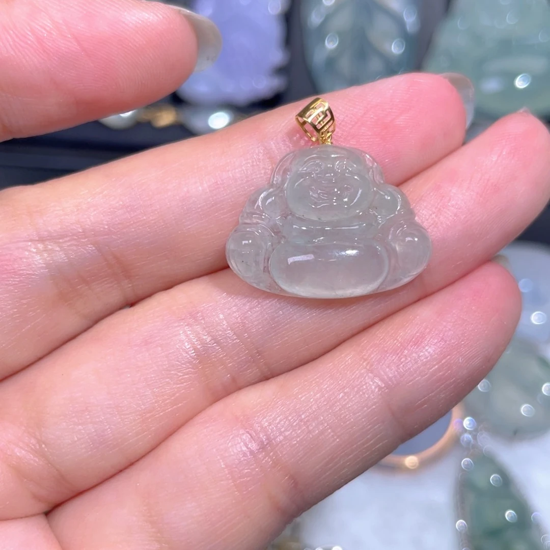 颈饰18K金镶嵌翡翠翡翠