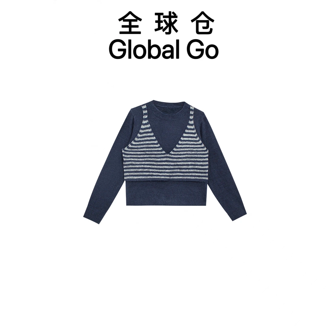 【全球仓Global Go】秋季针织衫休闲小众两件套上衣女204510F090