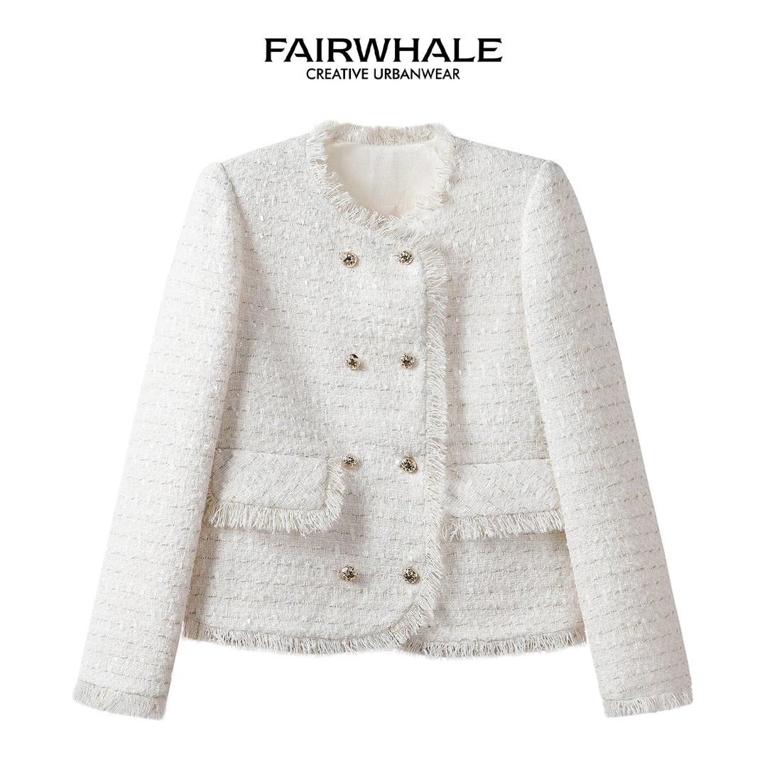 马克华菲女装春季法式编织小香风长袖外套气质轻奢百搭