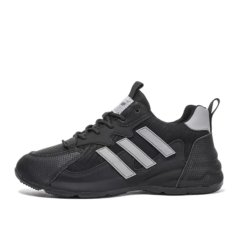 2025年秋冬男士运动皮质男鞋真皮牛皮黑色