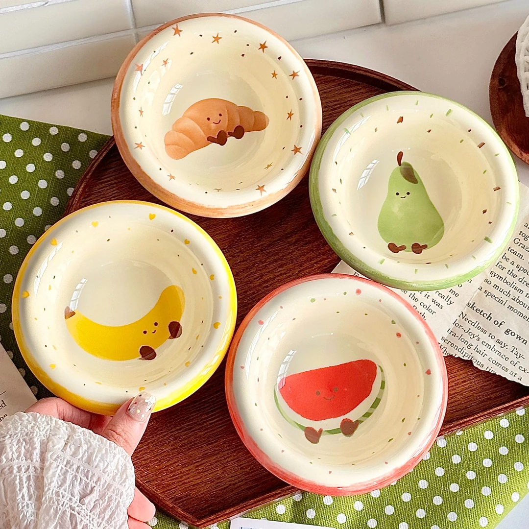 【四个】水果可颂高颜值味碟蘸料碟酱油碟可爱少女心高颜值釉下彩