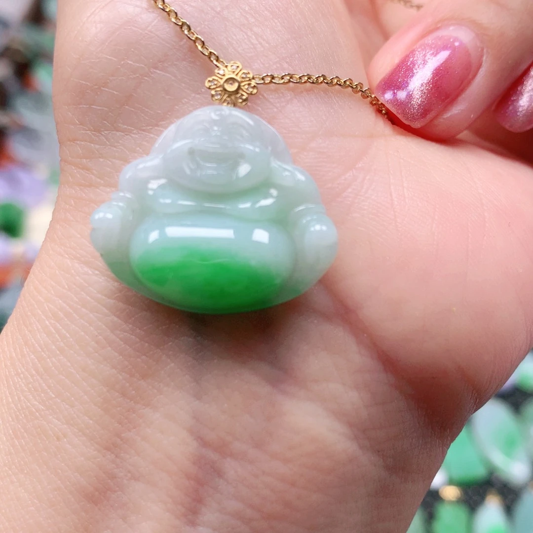 吊坠(不含链)18K金镶嵌翡翠