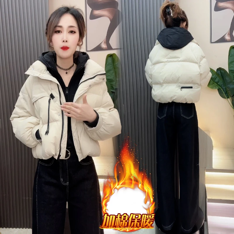 高级感短款棉服女2025年冬季新款气质减龄加棉加厚面包服外套