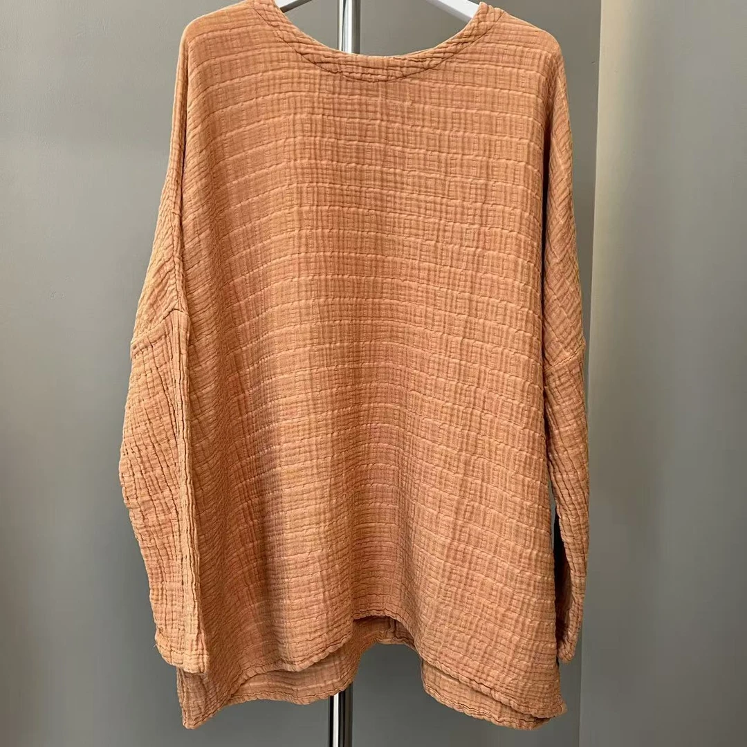 （三悦）重工机理麻圆领设计上衣   （衣长74 胸围140）