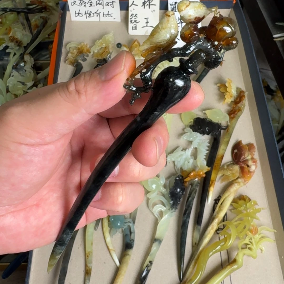 岫玉发饰未镶嵌江*月