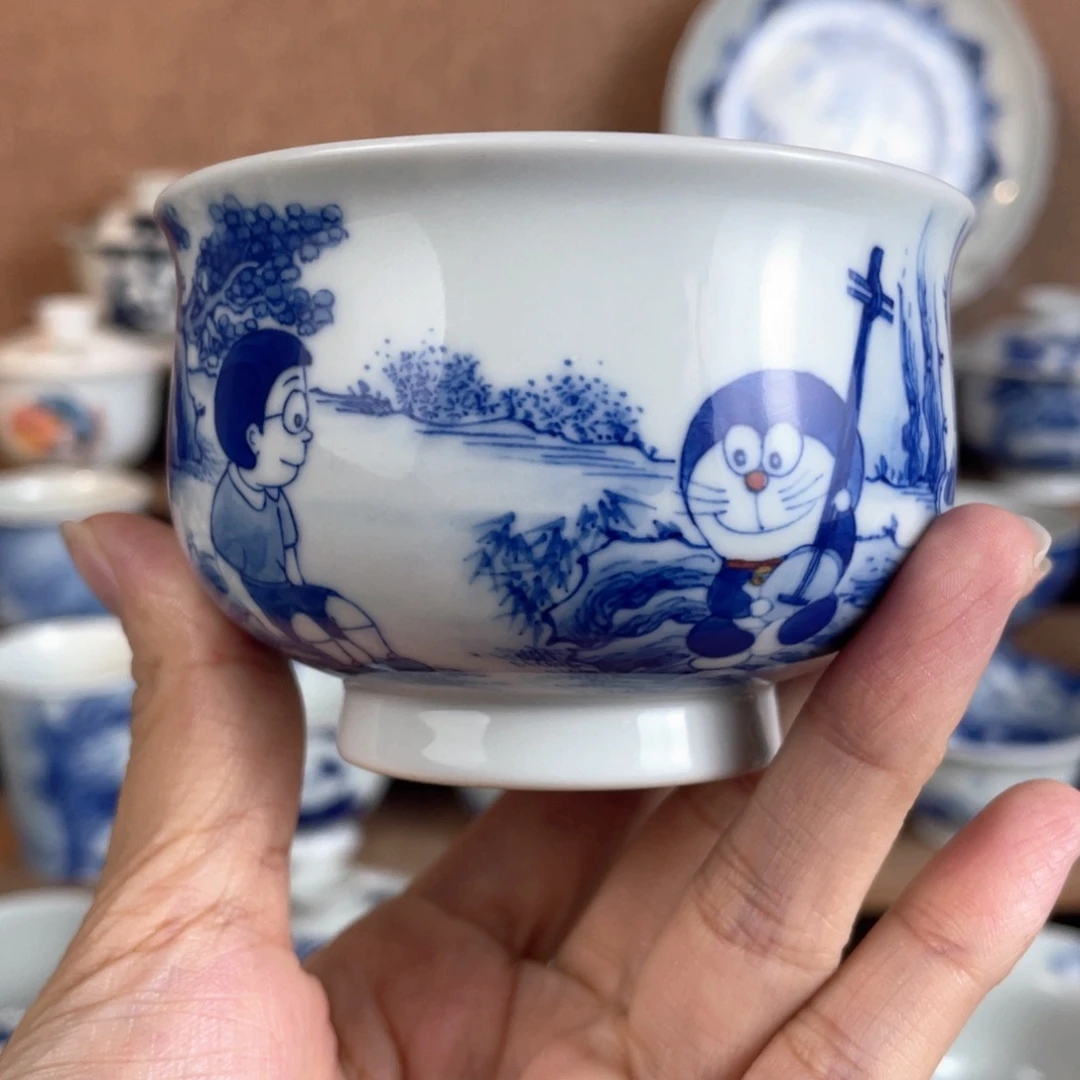 泥藝瓷梦大雄机器猫炉式杯