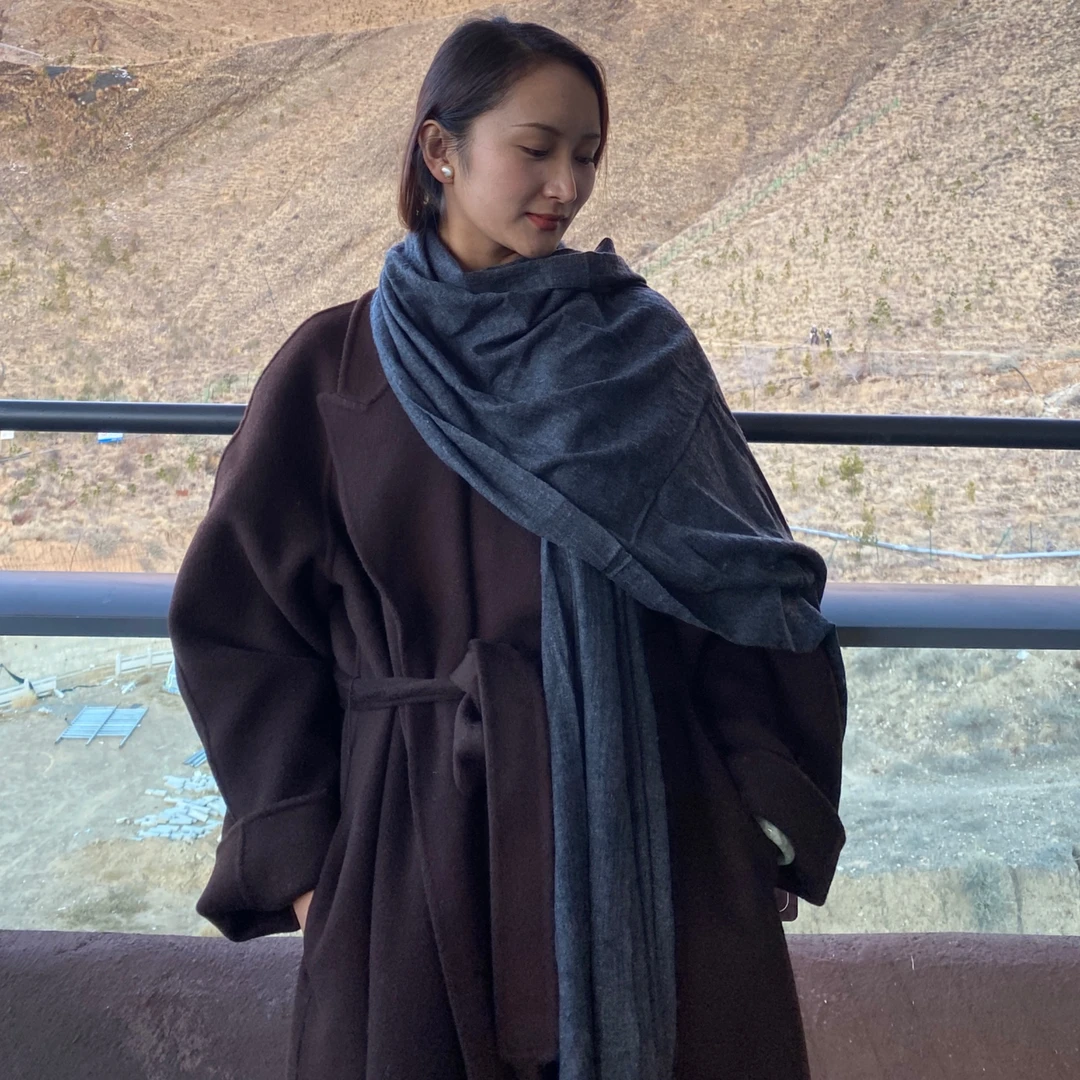Kashmere围巾/披肩【老钱风纯羊毛绒】深灰色简约不失格调