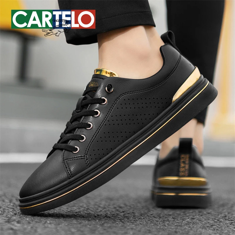 卡帝乐鳄鱼男鞋冬季透气舒适黑色鞋子休闲板鞋一脚蹬男休闲鞋6630