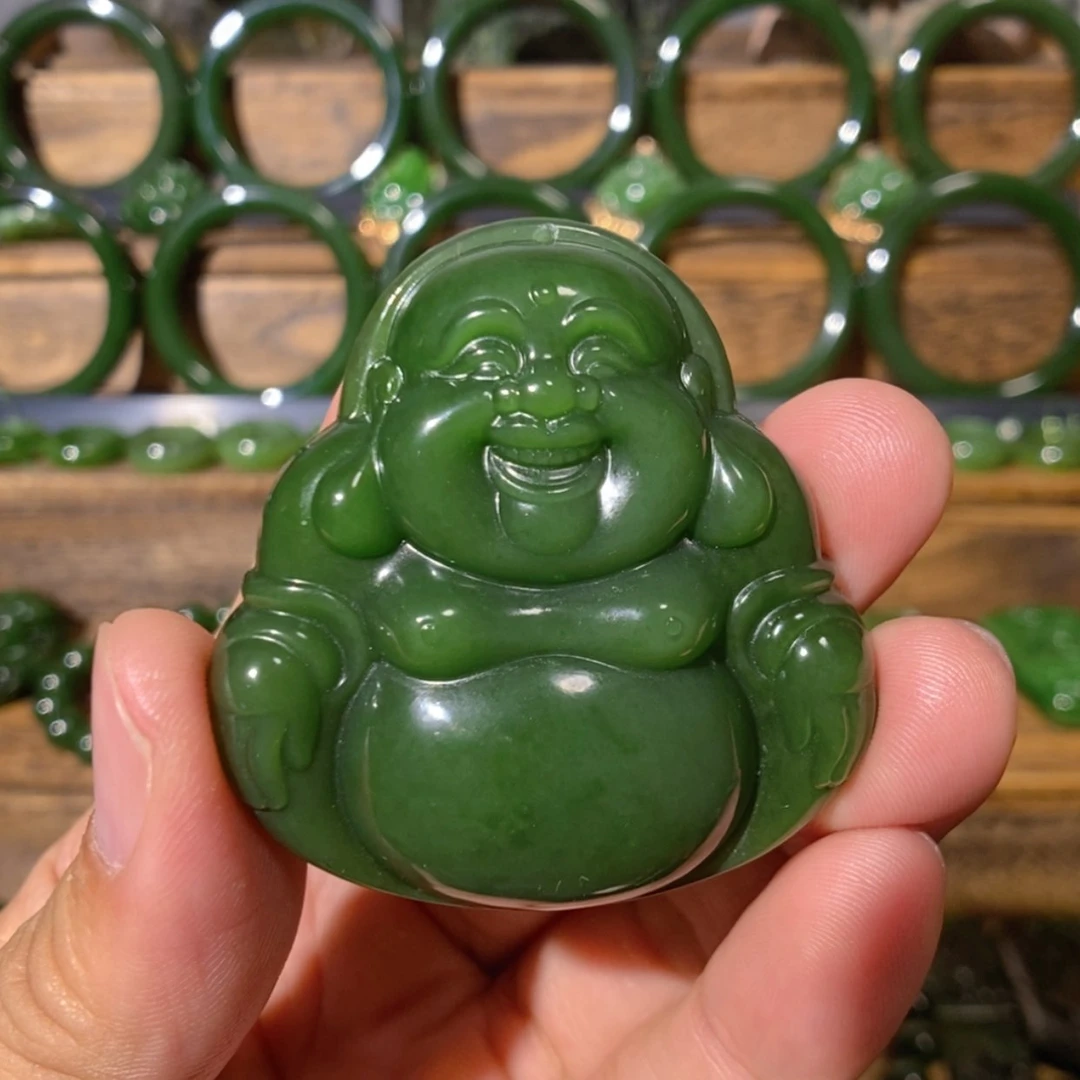 【闪购商品】吊坠(不含链)未镶嵌和田玉俄七菠菜绿佛公 50/12