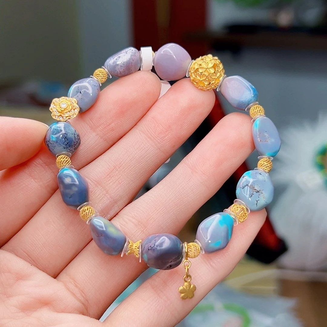 绿松石珠宝奇石18K金镶嵌