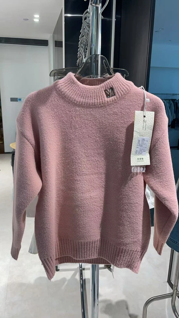 【恩姐定制】春季童装女童百搭气质儿童M字母领口刺绣毛衣ENA92