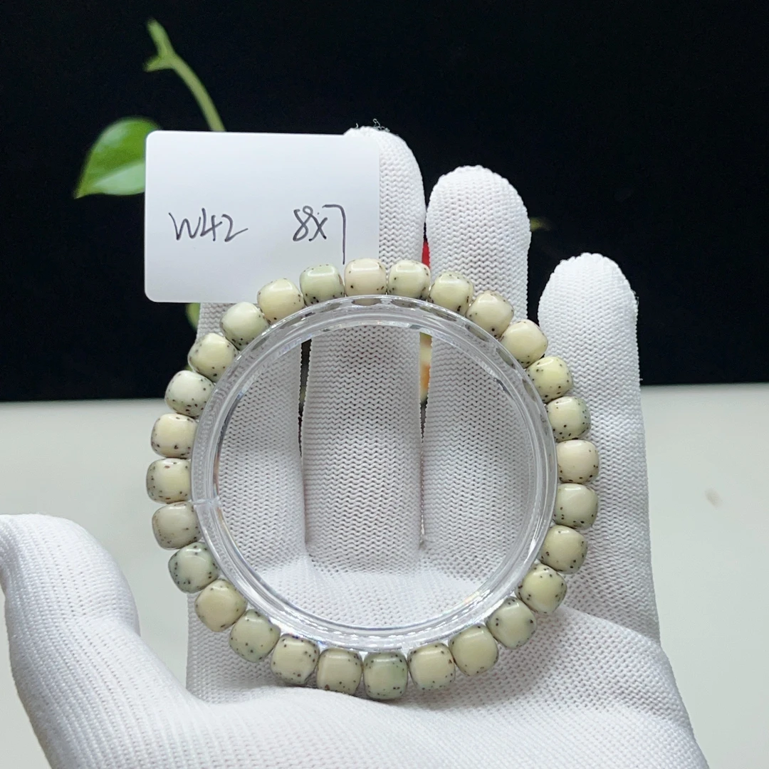 W42绿背河豚8×7无月大留白一物一图星月菩提手串